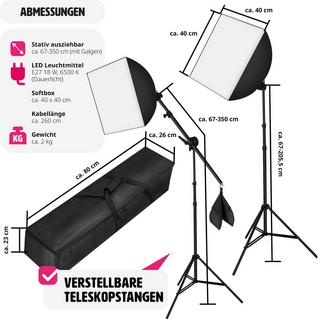 Tectake  Kit éclairage studio 3 Lampes + Softbox + Trépieds 