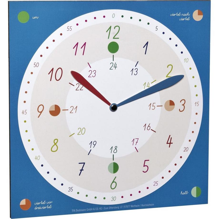 TFA Dostmann Kinder-Wanduhr mit Lernuhr TICK & TACK  