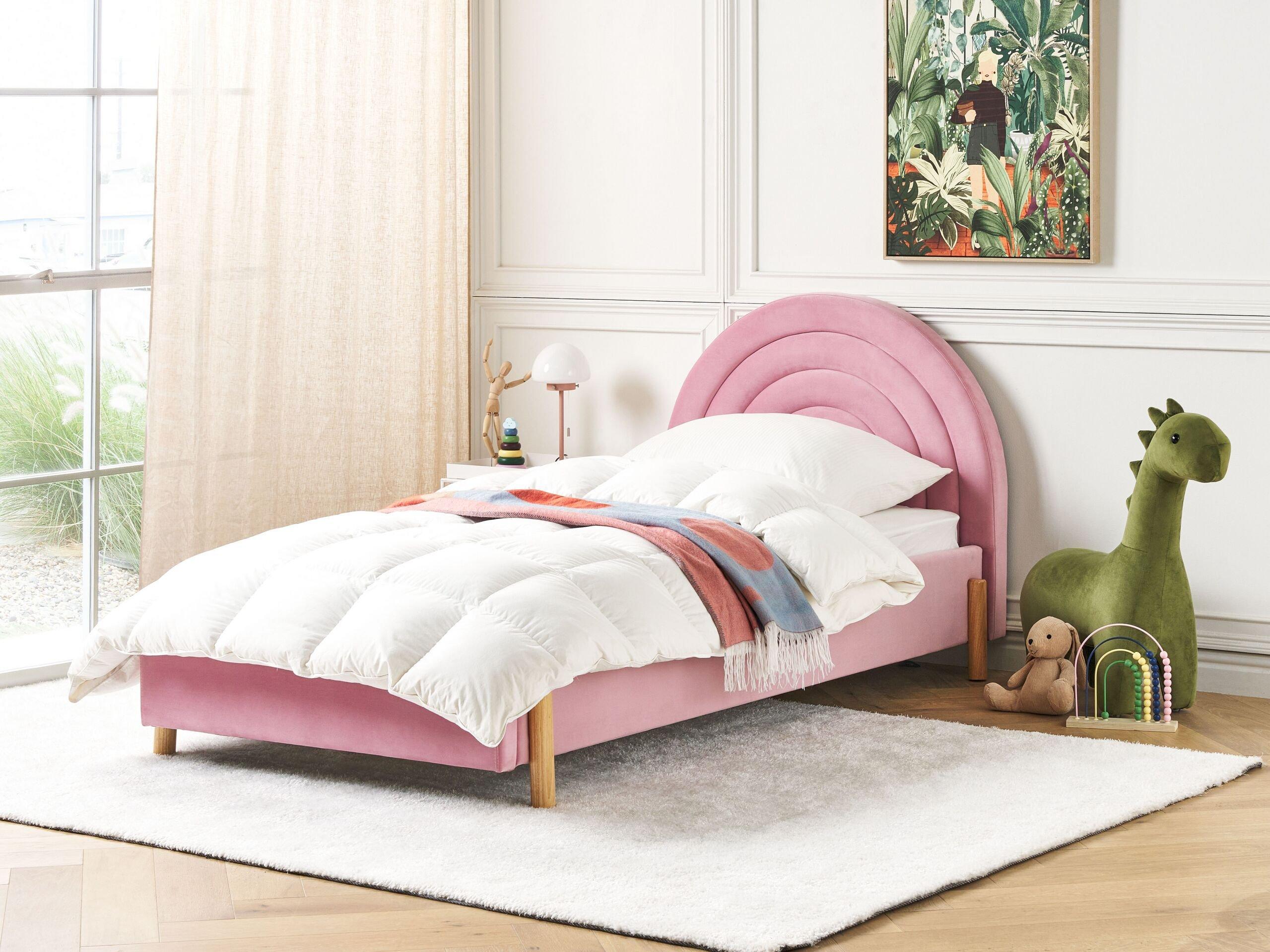 Beliani Bett mit Lattenrost aus Samtstoff Retro ANET  