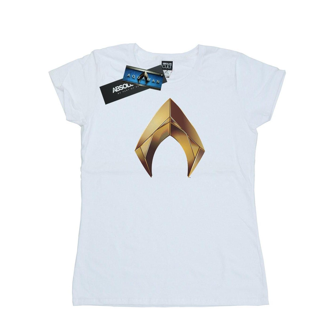 Image of Aquaman Emblem Tshirt Damen Weiss L