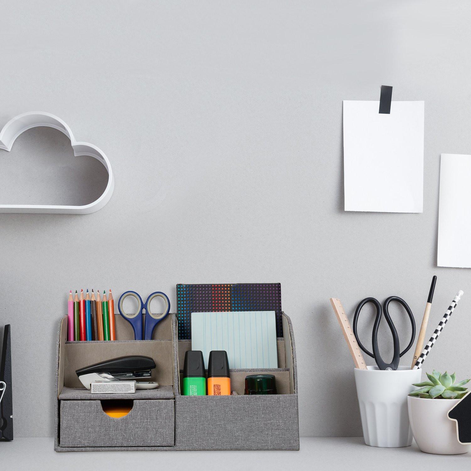 Northix Organiseur de bureau aspect lin  