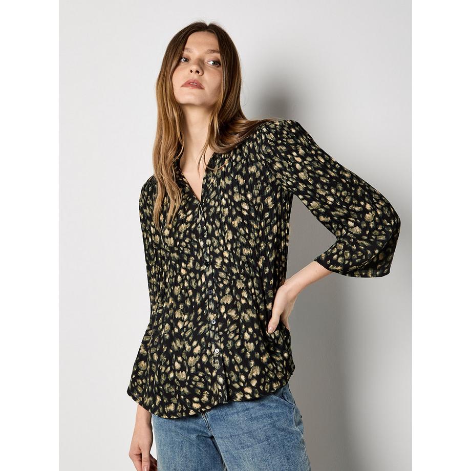APRICOT Chemise Plissée en Mousseline à Motif Animalier Abstrait  