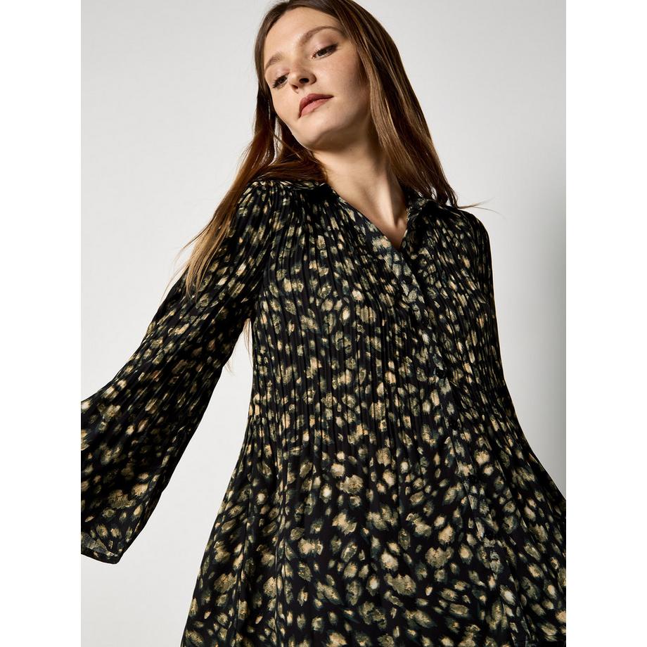 Chemise plissée en mousseline à motif animalier abstrait