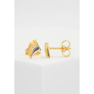 MUAU Schmuck  Ohrstecker Bicolor Gelb-/Weissgold 750 Diamant 0.06ct. 8x6mm 