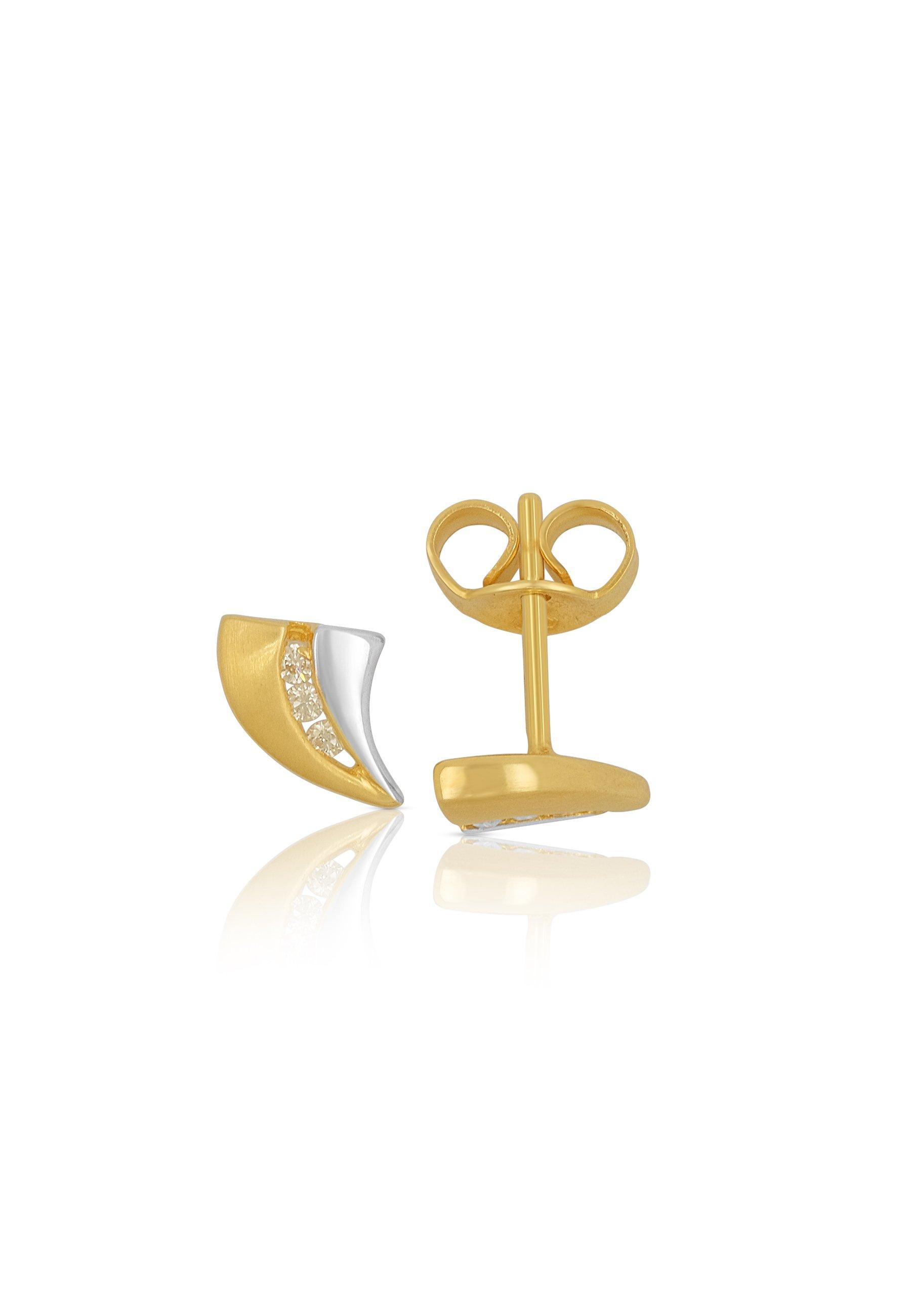 MUAU Schmuck  Clous d'oreilles bicolores or jaune/blanc 750 diamant 0.06ct. 8x6mm 