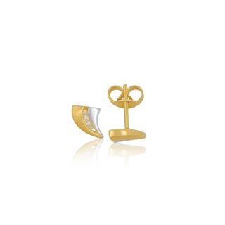 MUAU Schmuck  Clous d'oreilles bicolores or jaune/blanc 750 diamant 0.06ct. 8x6mm 