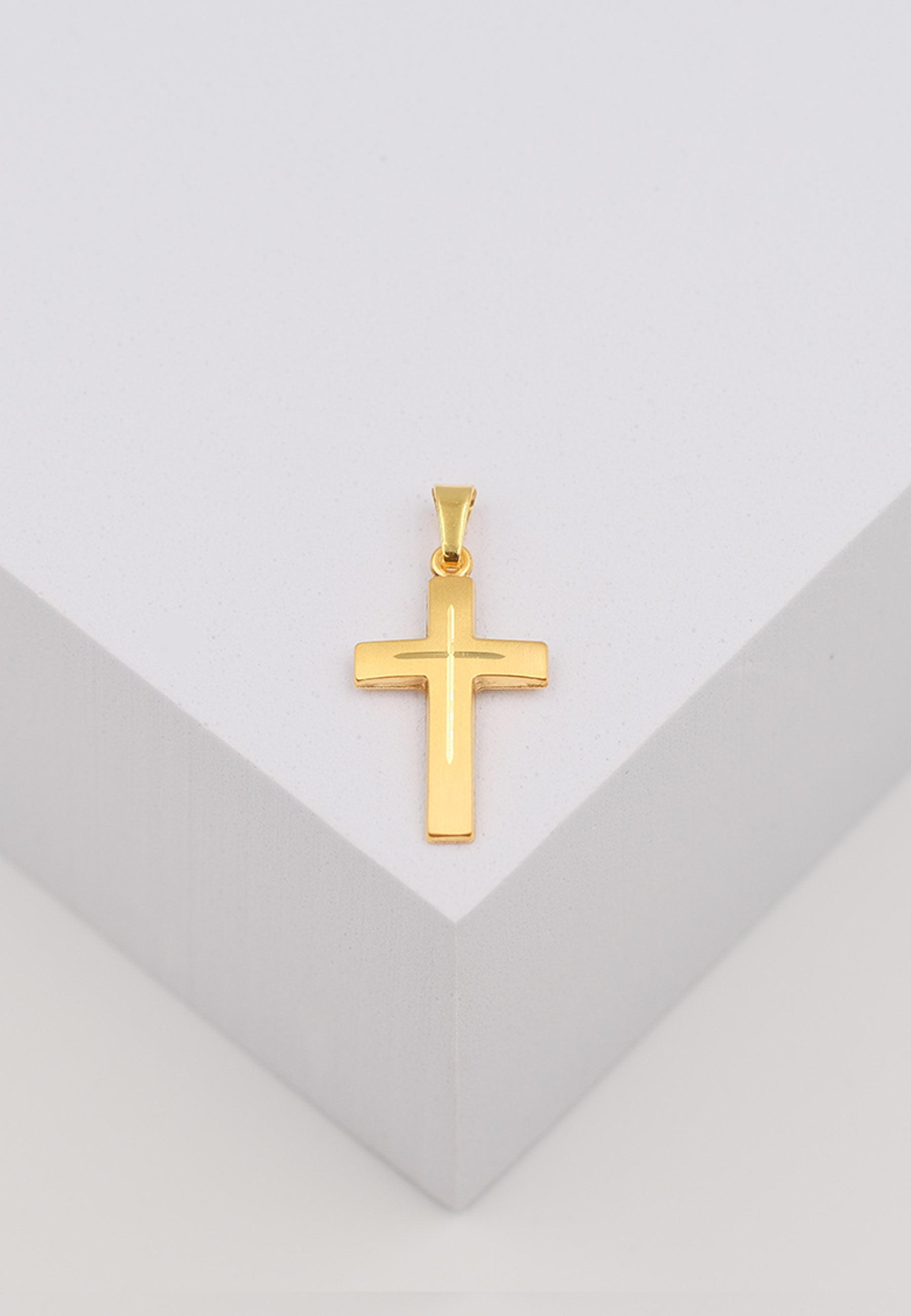 MUAU Schmuck  Anhänger Kreuz Gelbgold 750, 25x12mm 