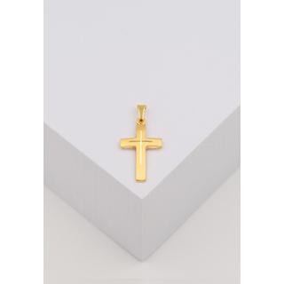 MUAU Schmuck  Anhänger Kreuz Gelbgold 750, 25x12mm 