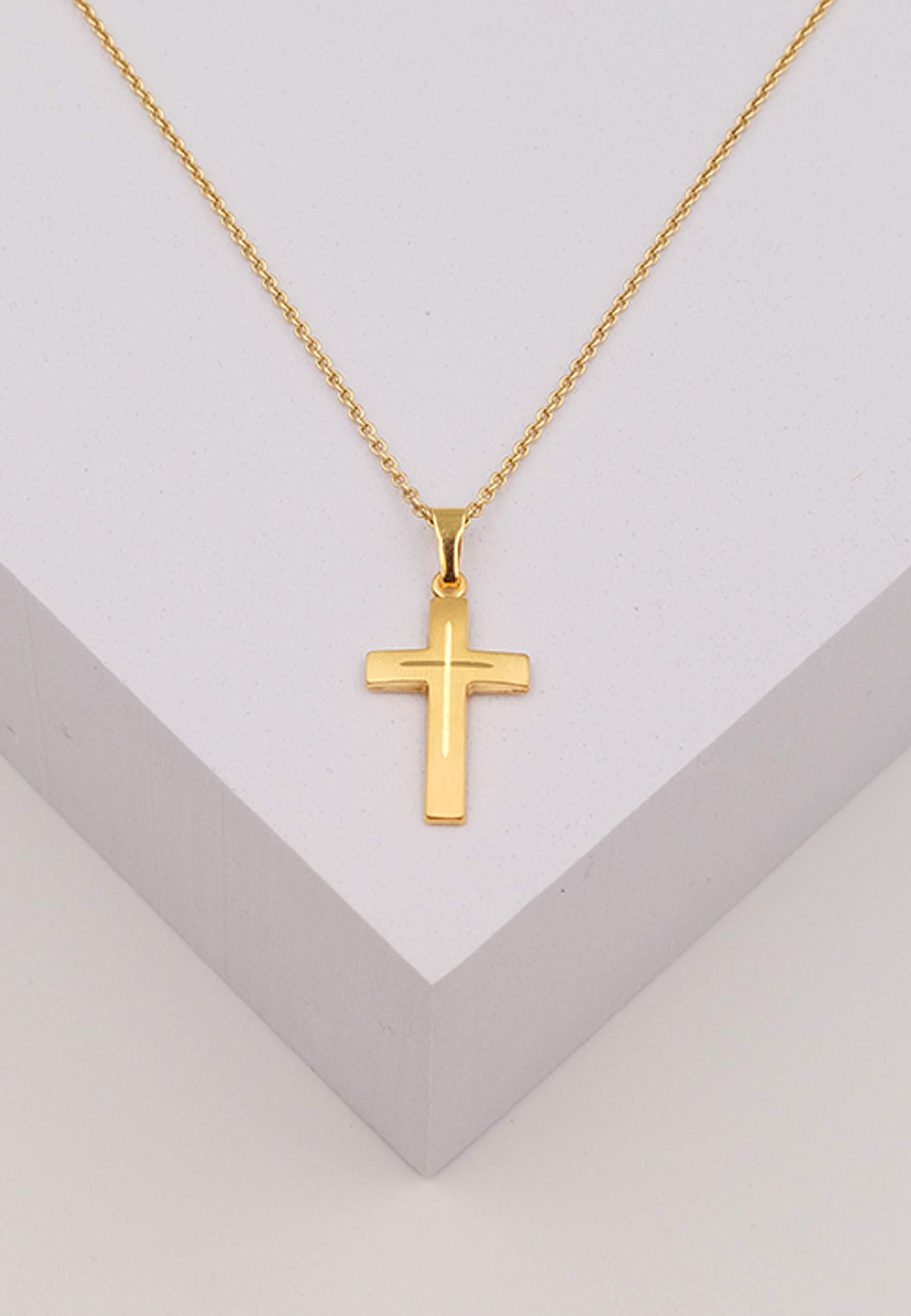 MUAU Schmuck  Anhänger Kreuz Gelbgold 750, 25x12mm 