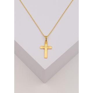 MUAU Schmuck  Anhänger Kreuz Gelbgold 750, 25x12mm 