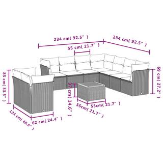 VidaXL Ensemble de canapés de jardin rotin synthétique  