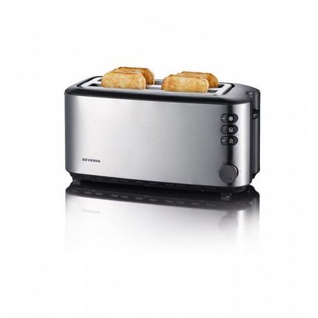 SEVERIN AT  Tostapane lungo doppio Con griglia scaldabriosche integrata Acciaio inox (spazzolato), Nero  