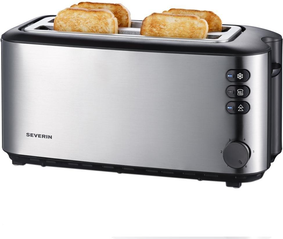 SEVERIN AT  Tostapane lungo doppio Con griglia scaldabriosche integrata Acciaio inox (spazzolato), Nero  