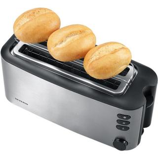 SEVERIN AT  Tostapane lungo doppio Con griglia scaldabriosche integrata Acciaio inox (spazzolato), Nero  