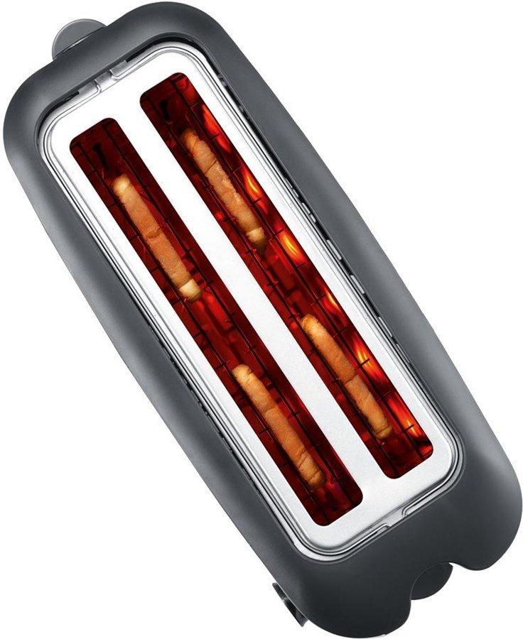 SEVERIN AT  Tostapane lungo doppio Con griglia scaldabriosche integrata Acciaio inox (spazzolato), Nero  