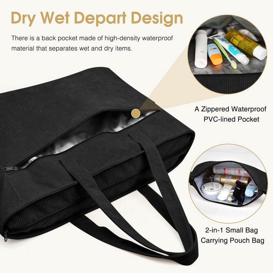 Only-bags.store Grand sac de plage imperméable avec fermeture éclair  