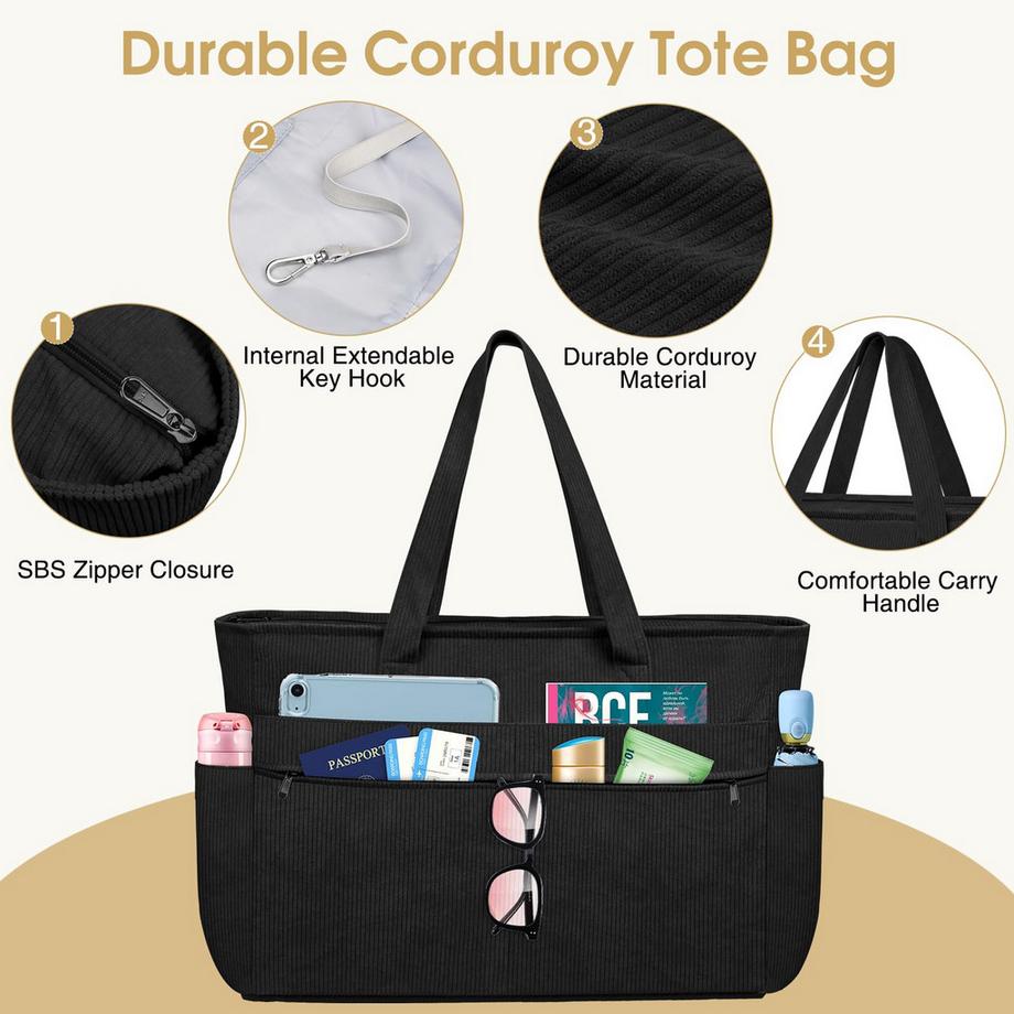 Only-bags.store Grand sac de plage imperméable avec fermeture éclair  