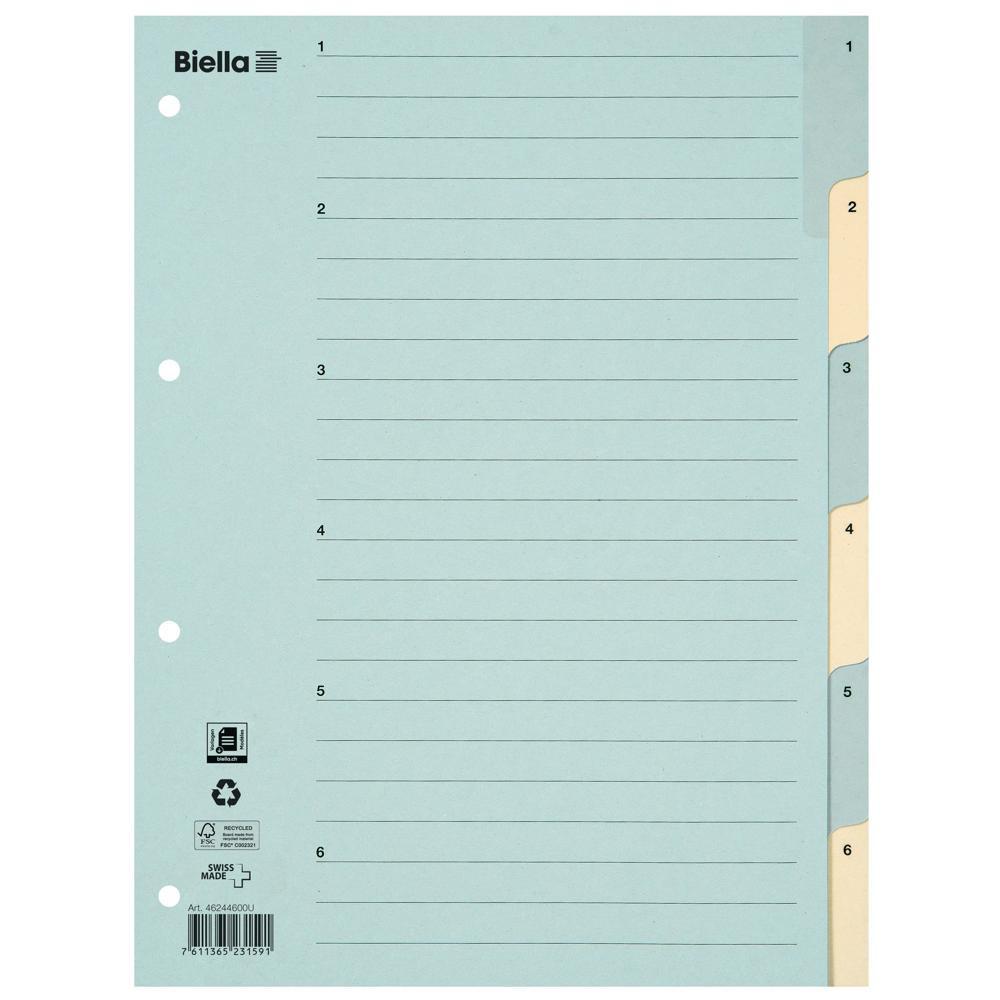 Image of Kartonregister Taben Verstärkt, Teilung 1-6 - X 25 Unisex Blau A4