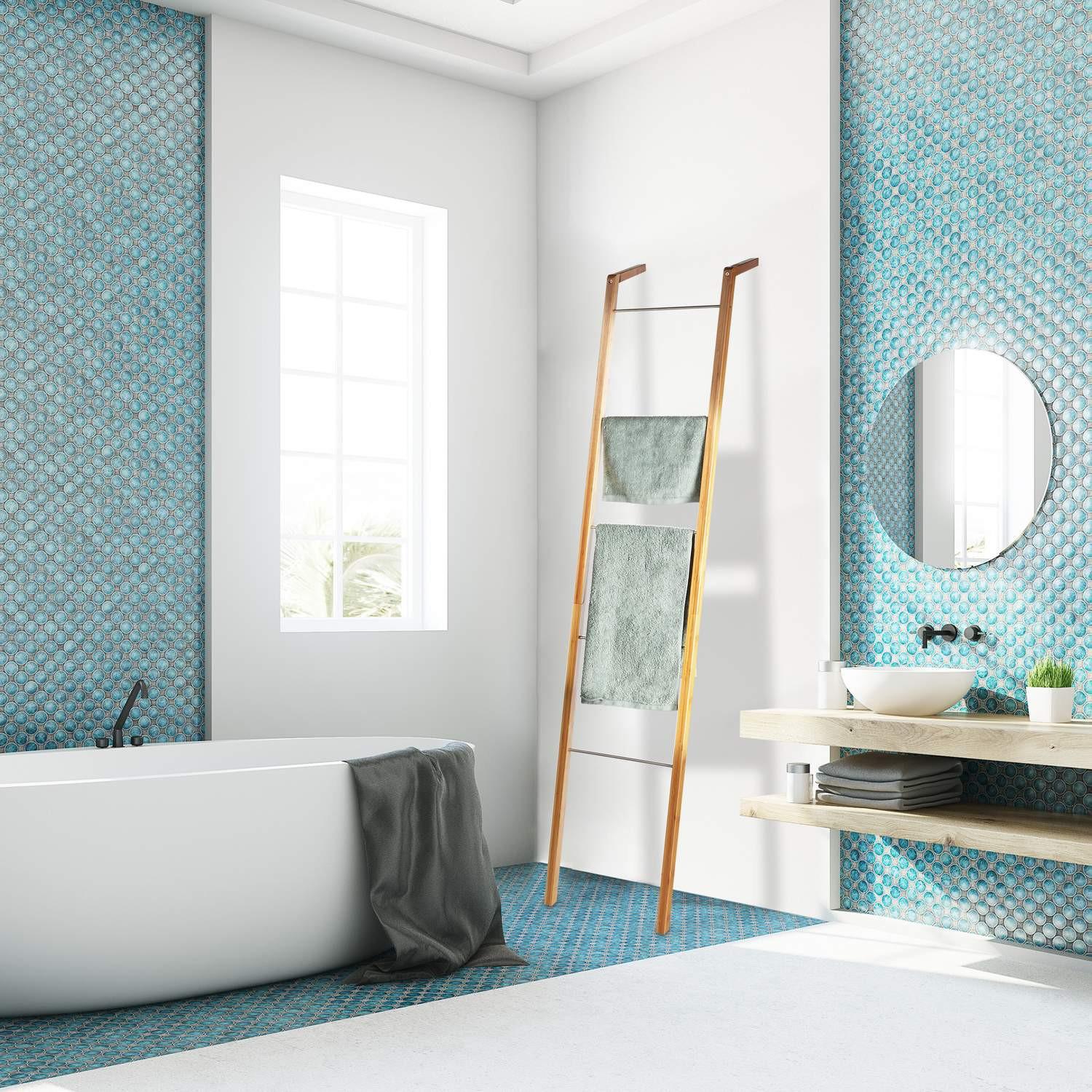 B2X Leiterregal Handtuchhalter Bambus  