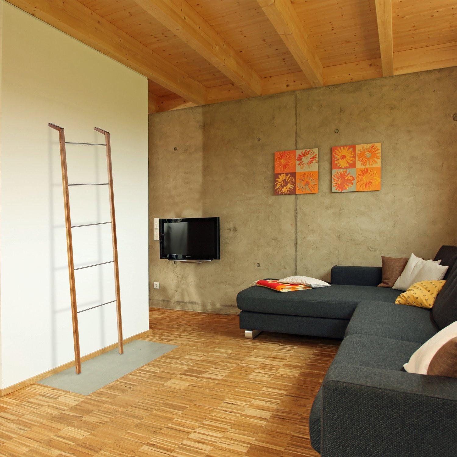 B2X Leiterregal Handtuchhalter Bambus  