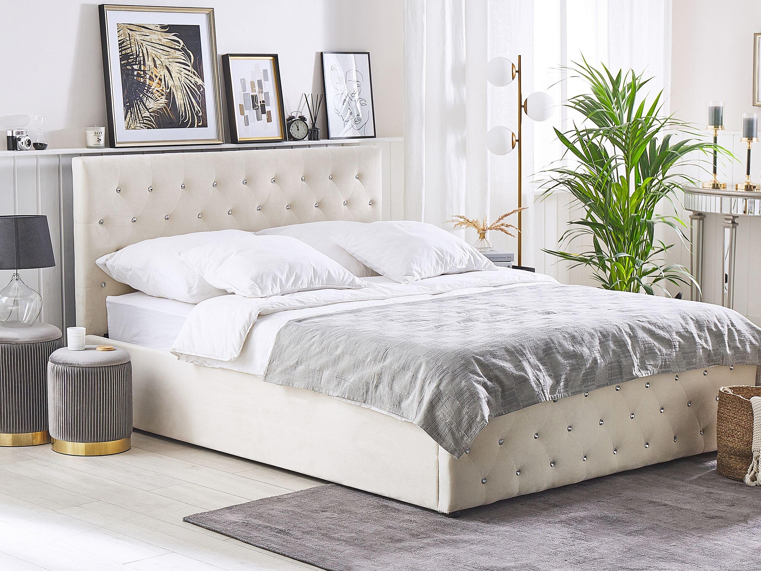 Beliani Bett mit Lattenrost aus Samtstoff Modern AMIENS  