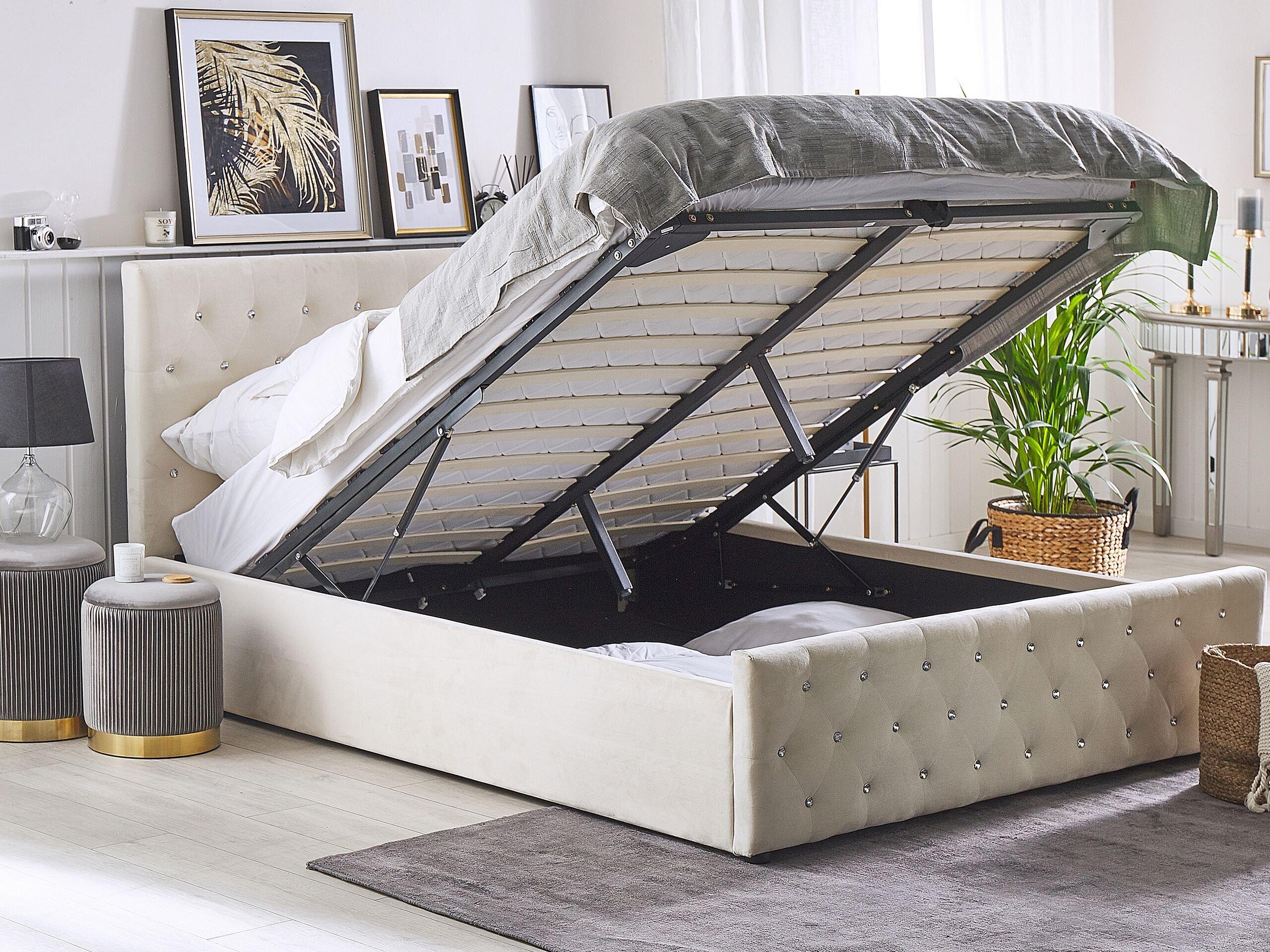 Beliani Bett mit Lattenrost aus Samtstoff Modern AMIENS  