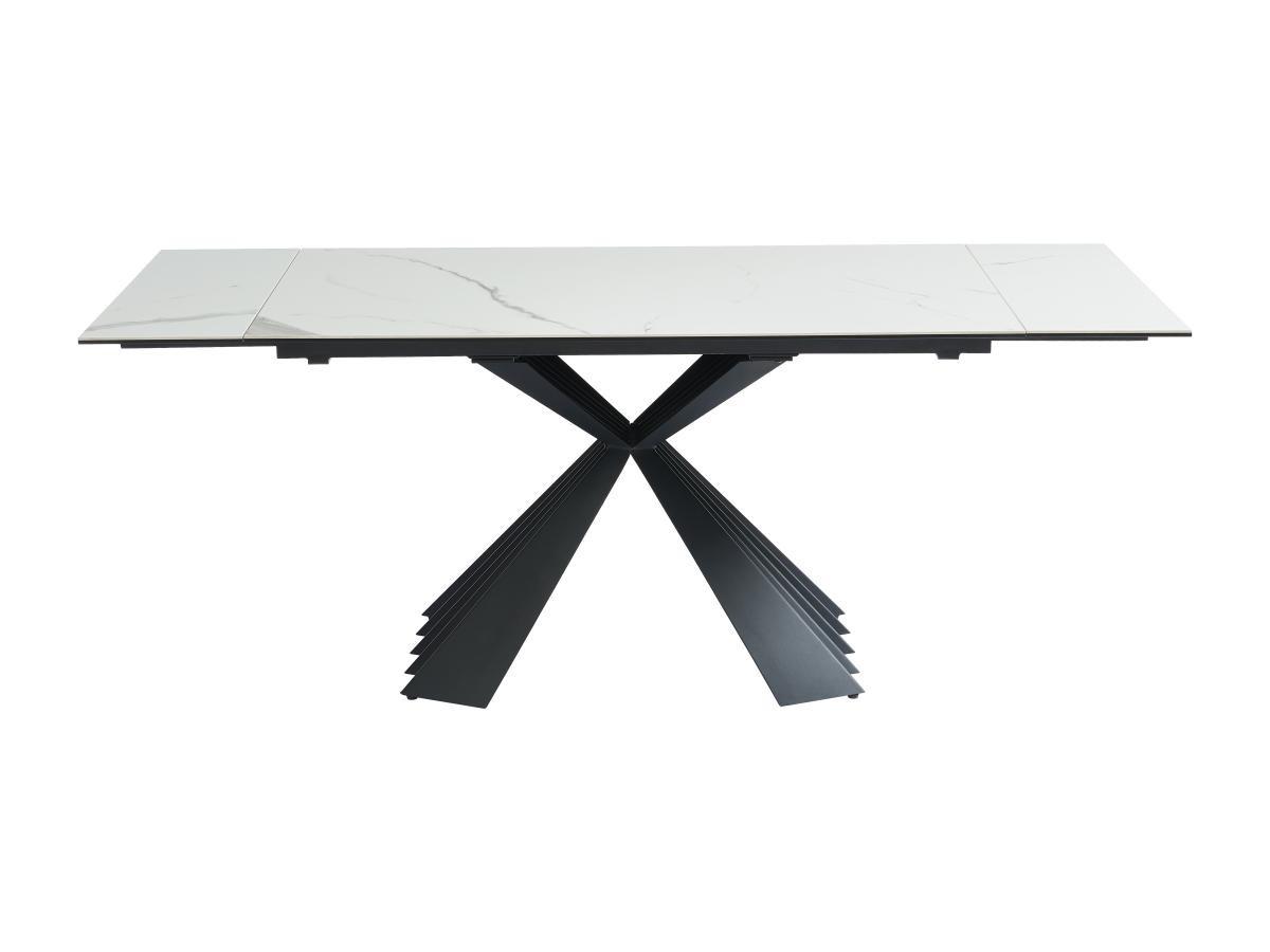 PASCAL MORABITO Table à manger extensible 4 à 8 personnes en céramique et métal - Effet marbre blanc et noir - BEKIM de Pascal MORABITO  