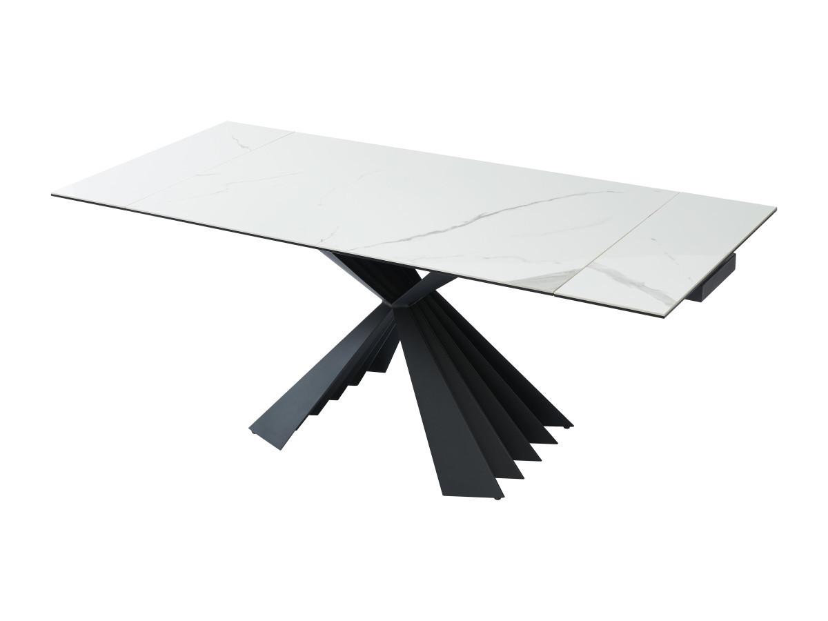 PASCAL MORABITO Table à manger extensible 4 à 8 personnes en céramique et métal - Effet marbre blanc et noir - BEKIM de Pascal MORABITO  