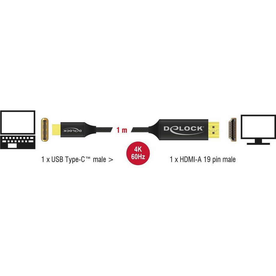 DeLock  Câble  USB Type-C - Câble coaxial HDMI 