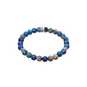 Bracelet Hommes Beads Tendance Boules Avec Agate Bleu