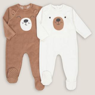 La Redoute Collections  Lot de 2 pyjamas en velours motif ourson 