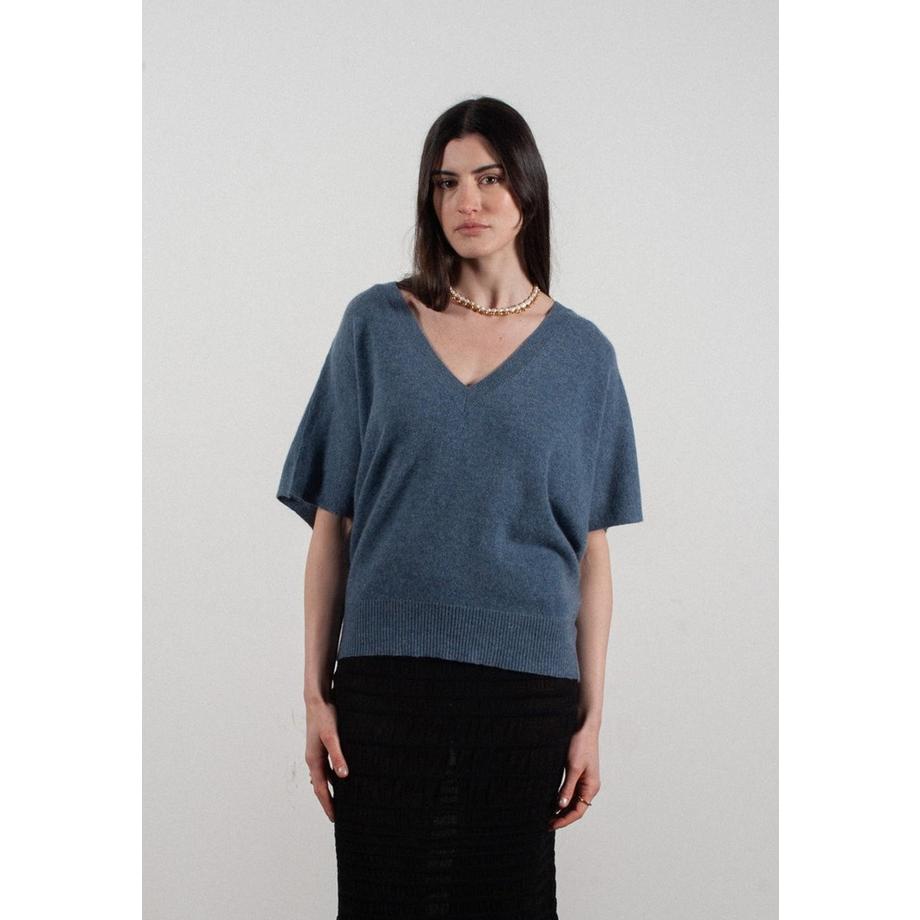 Maglione da donna con scollo a V e maniche a pipistrello in cashmere - RIA 25