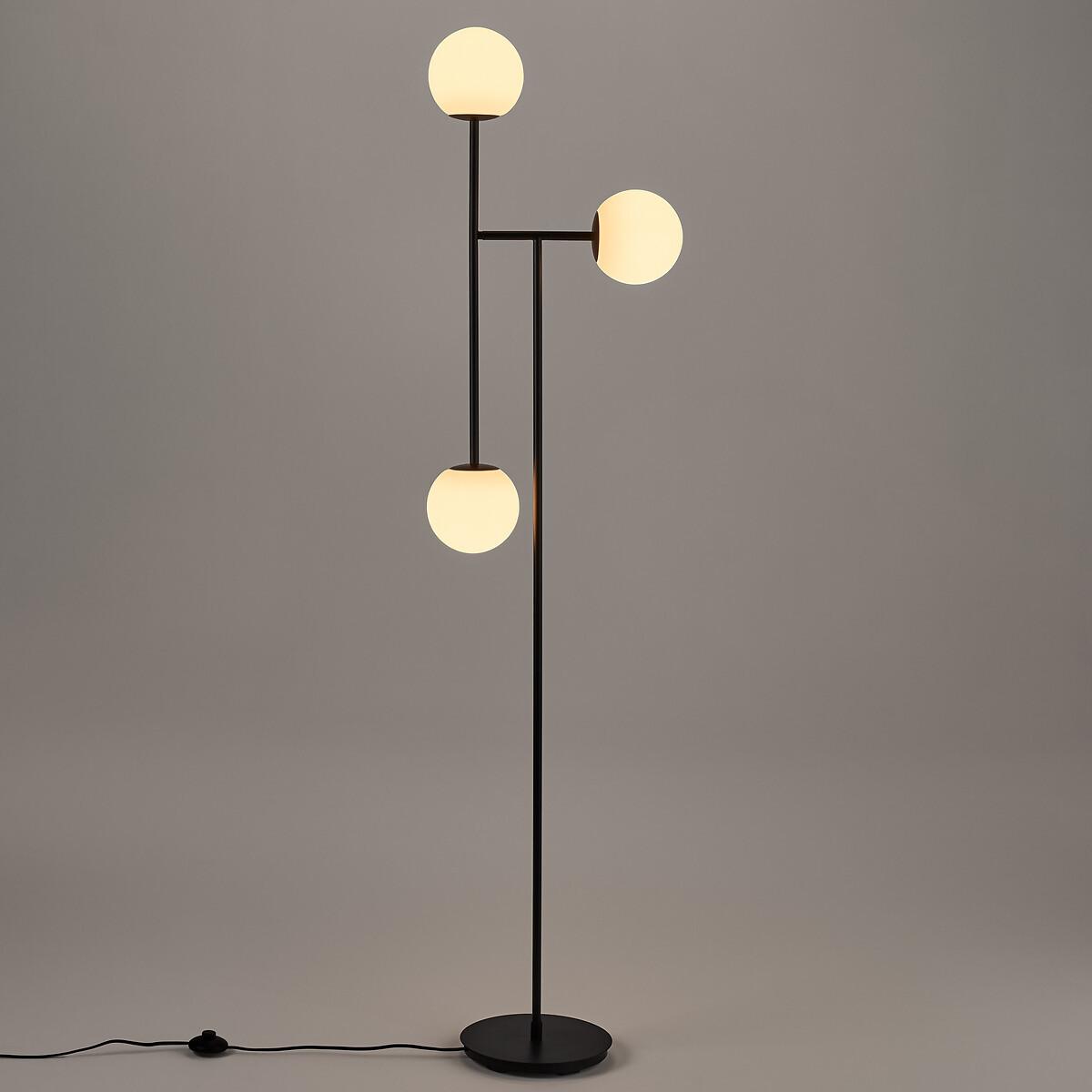 La Redoute Intérieurs Lampadaire métal acier et verre opaline  