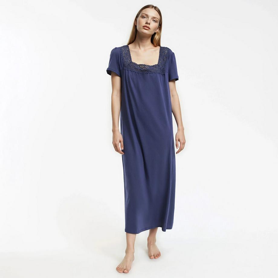 Chemise de nuit dentelle et coton peigné