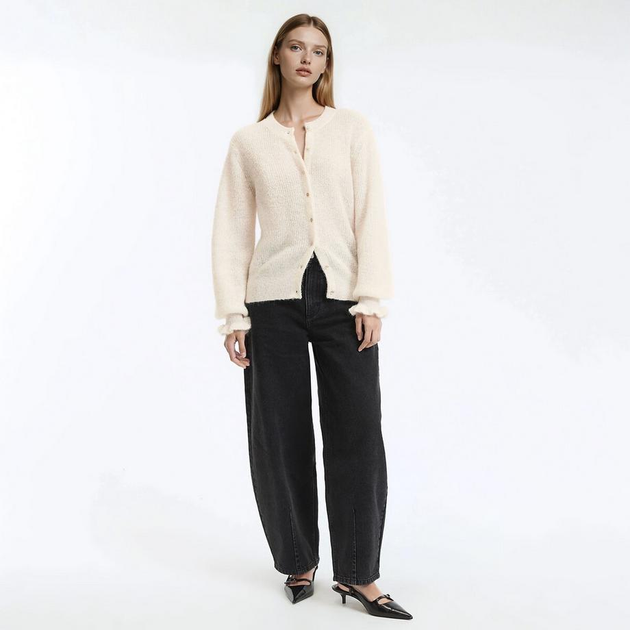 La Redoute Collections Cardigan Abbottonato con Maniche a Volant  
