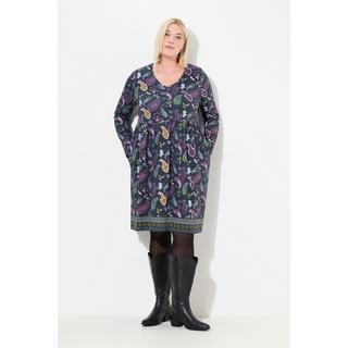 Ulla Popken  Longshirt, Blüten, A-Linie, V-Ausschnitt, Langarm 