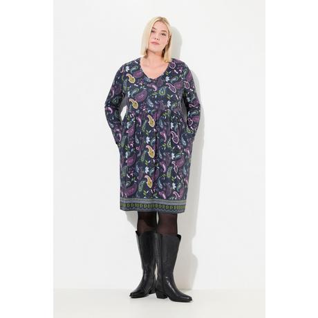 Ulla Popken  Longshirt, Blüten, A-Linie, V-Ausschnitt, Langarm 