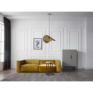 Vente-unique Suspension courbée design en métal - L. 60 x P. 41 cm - Noir et intérieur doré - LUCENA  