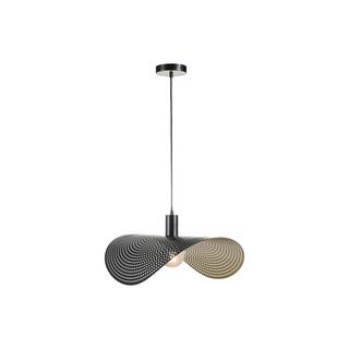 Vente-unique Suspension courbée design en métal - L. 60 x P. 41 cm - Noir et intérieur doré - LUCENA  