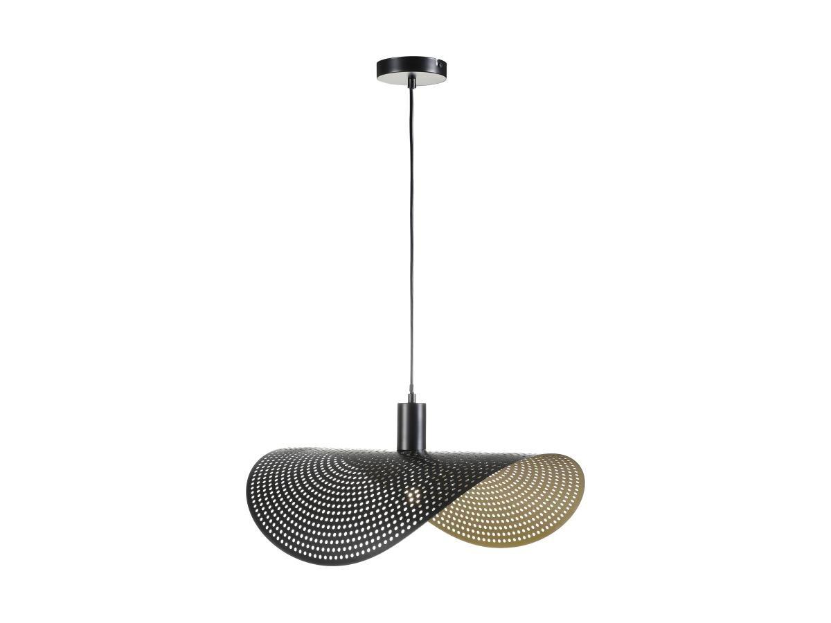 Vente-unique Suspension courbée design en métal - L. 60 x P. 41 cm - Noir et intérieur doré - LUCENA  