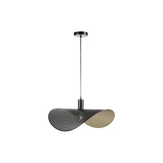 Vente-unique Suspension courbée design en métal - L. 60 x P. 41 cm - Noir et intérieur doré - LUCENA  