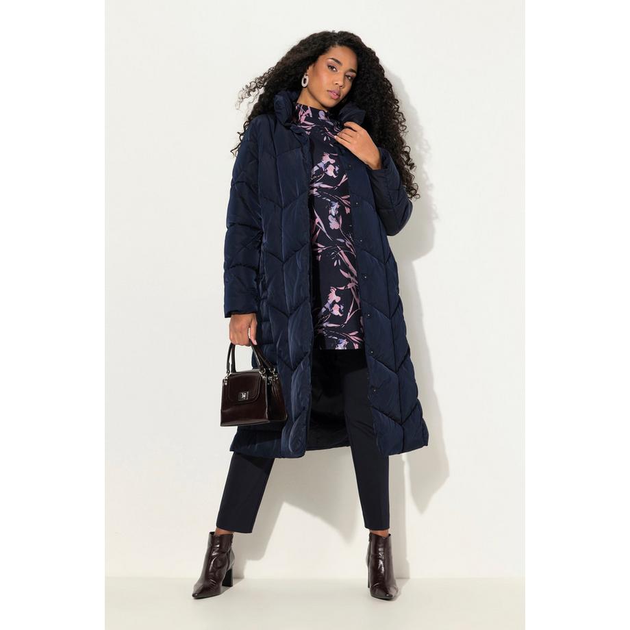 Ulla Popken Manteau matelassé A-Line Col Montant Boutons-Pression Latéraux  