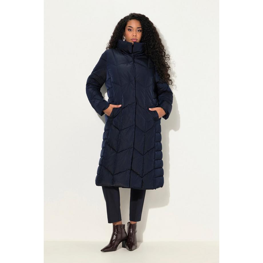 Ulla Popken Manteau matelassé A-Line Col Montant Boutons-Pression Latéraux  