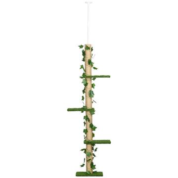 Poteau à gratter haut de plafond 202-242 cm, réglable en hauteur Arbre grimpant avec protection des pointes, arbre de jeu en jute vert et jaune