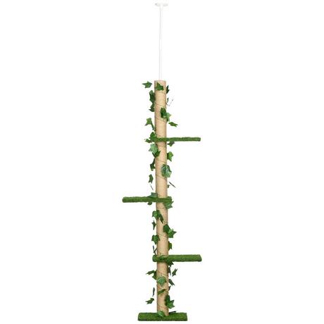 Northio  Poteau à gratter haut de plafond 202-242 cm, réglable en hauteur Arbre grimpant avec protection des pointes, arbre de jeu en jute vert et jaune 