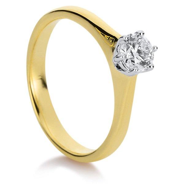 Image of Solitär Ring 750/18k Gelbgold/weissgold Diamant 0.43ct. Damen Silber 54