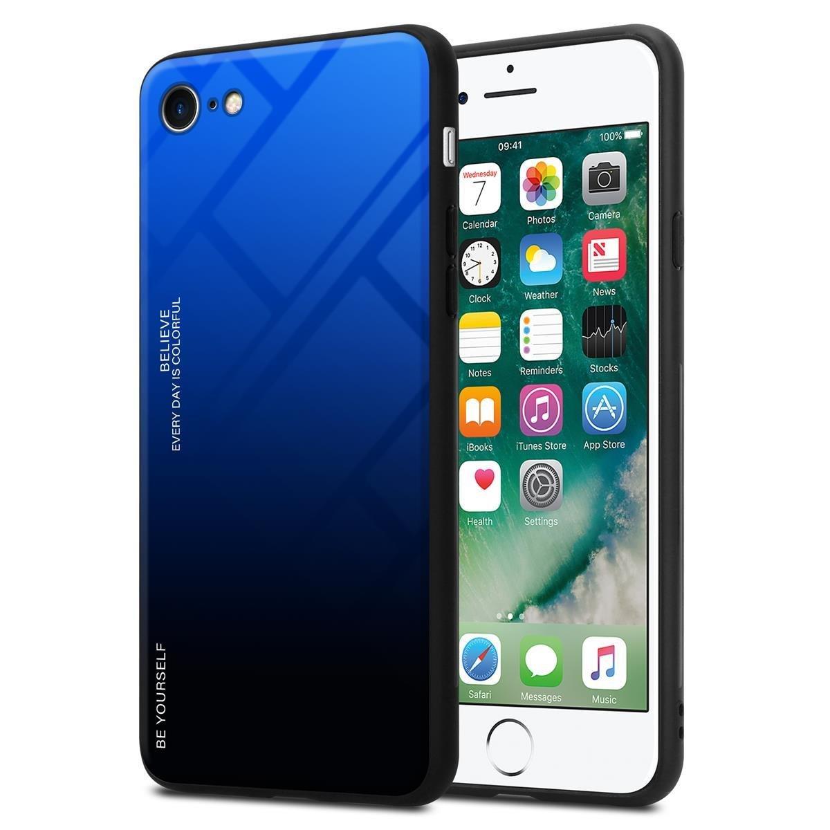 Cadorabo  Housse compatible avec Apple iPhone 7 / 7S / 8 / SE 2020 - Coque de protection bicolore en silicone TPU et dos en verre trempé 