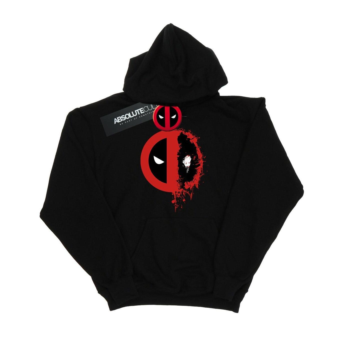 Image of Deadpool Split Splat Logo Kapuzenpullover Damen Schwarz L