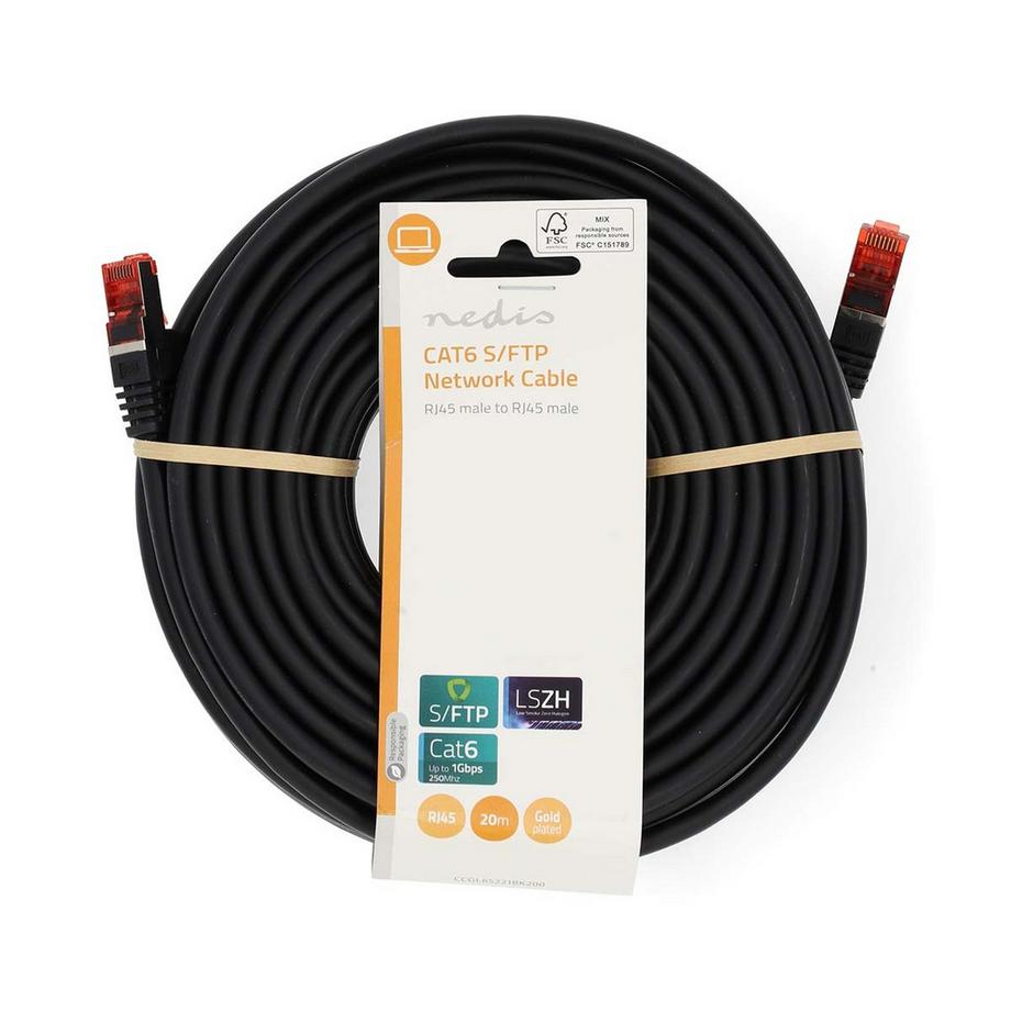Nedis  Câble réseau CAT6 | RJ45 mâle | RJ45 mâle | S/FTP | 20.0 m | Rond | LSZH | Noir | Label 