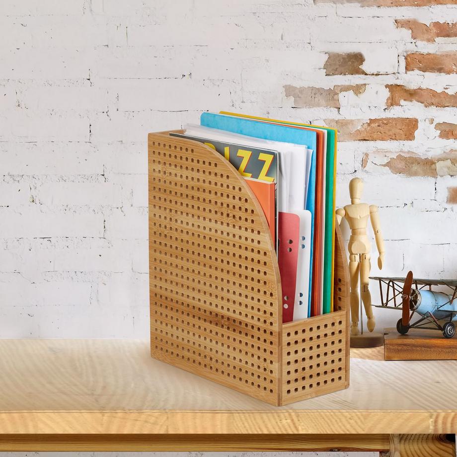 B2X Collectionneur de magazines A4 en bambou  